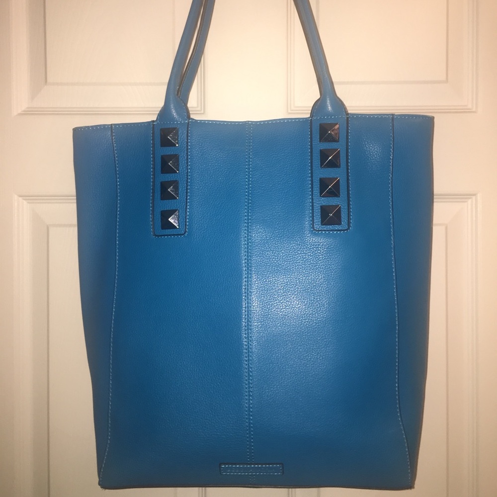 BCBG Maxazria pebble leather silver stud shopper